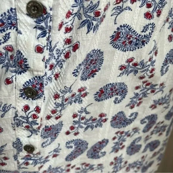 Ruff Hewn Boho Paisley Button Down Blouse - Red White Blue Crochet Large - Picture 6 of 10